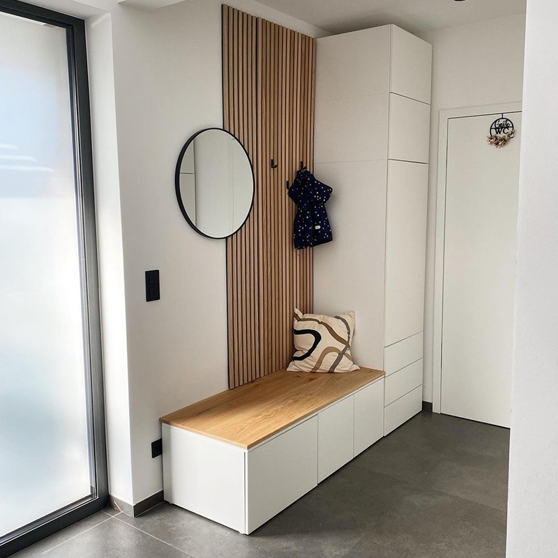 Akupanel Design puiset akustiset seinäpaneelit 3D-malli Äänieristyspuiset säleet kotihotellin kouluteatteriin sairaalakäyttöön